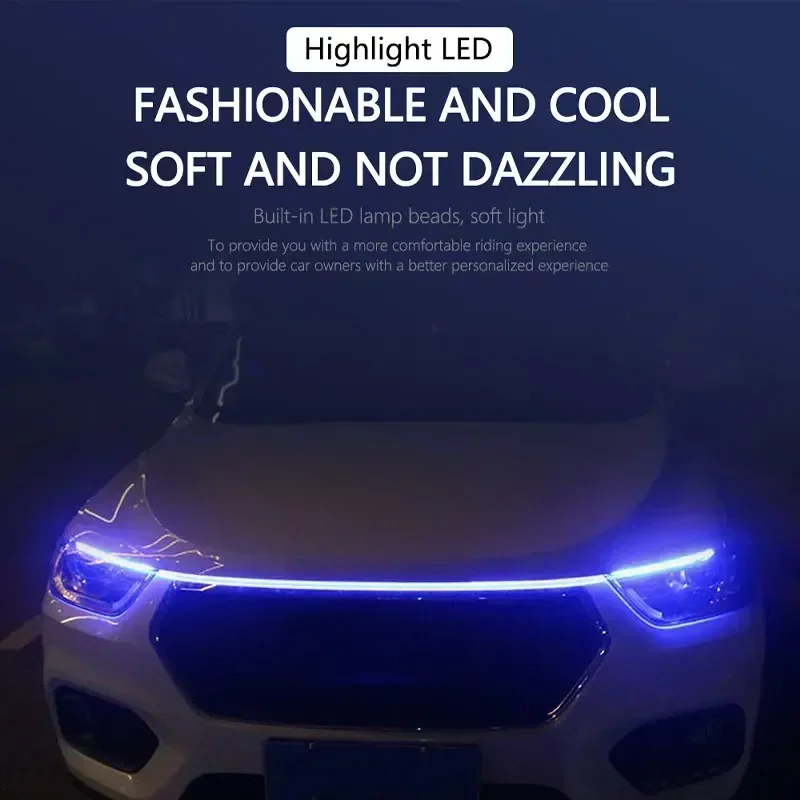 New Car Signal Lights Daytime Running Light Turn Signal LED Light Strip Car Hood Decorative Light Strip Indicator Light 12V