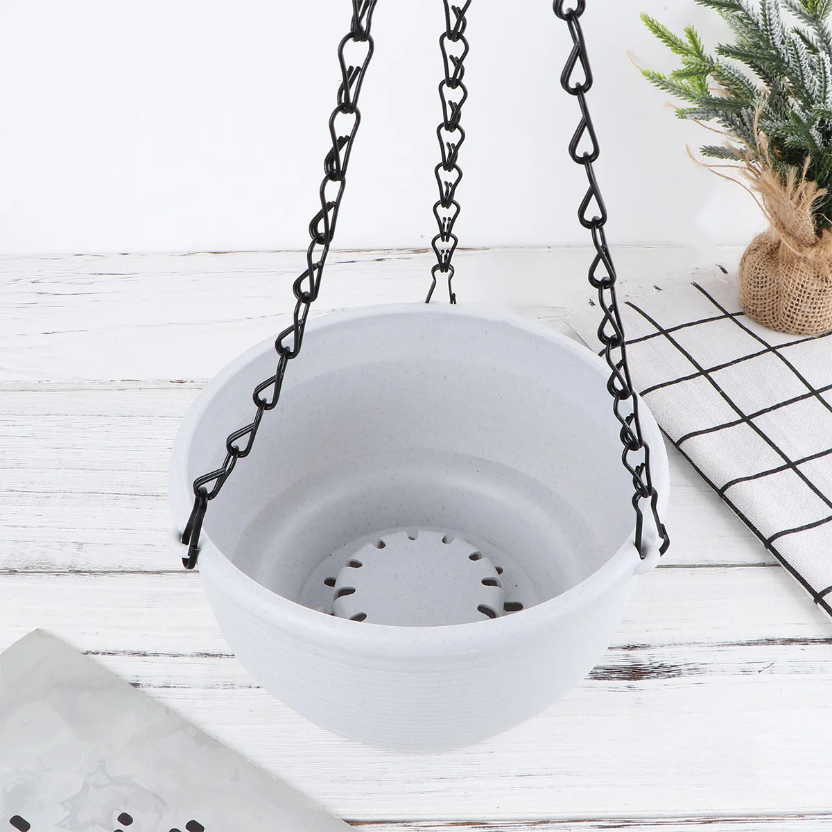 

1pc Hanging Flower Pot Resin Automatic Water-Absorbing Wall Mount Plant Holder For Indoor Plants Bathroom Kitchen Decor Light