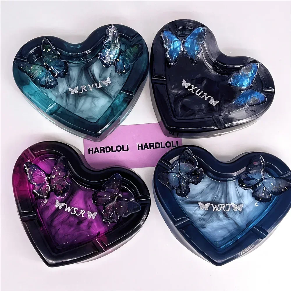 Butterfly Angel Tray Ashtray – Pink Purple Handmade Desk Gadget, Cigar Smoking Gift