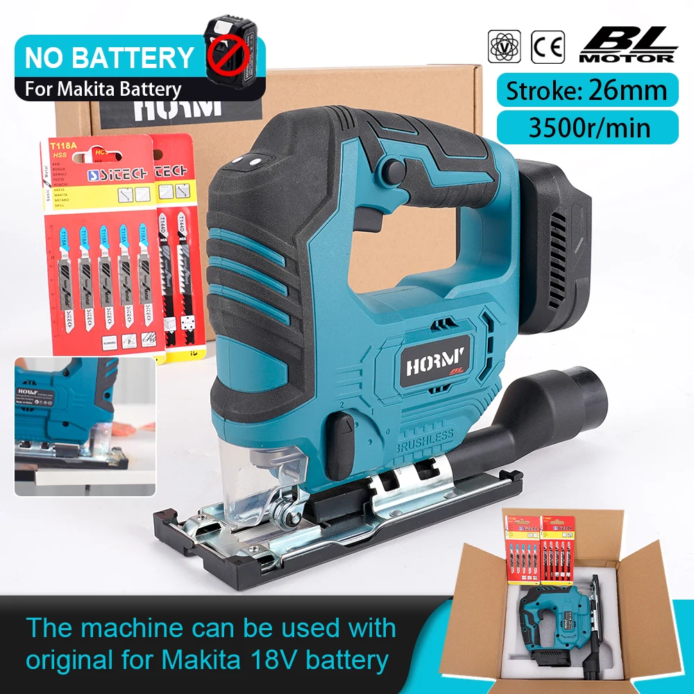 Brushless Electric Jig Saw Electric Cordless Curved Saw Portable Multi-Function Power Tools Woodworking Tools (No Battery)