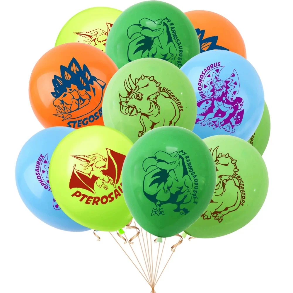 Dinosaurier-Latex-Luftballons, Blumenstrauß, Dino-Dschungel, Geburtstagsparty-Zubehör, Babyparty-Dekorationen, Jurassic-Party, 12 Stück