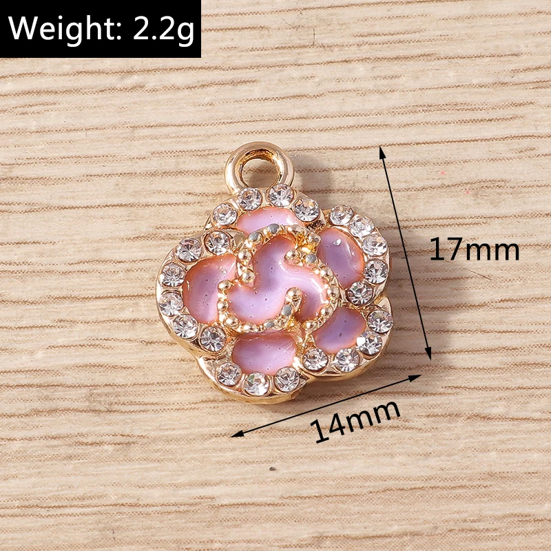 10 Stück 14x17mm Niedliche Kristallblumen-Anhänger für Schmuckherstellung, DIY Tropfenohrringe, Halsketten, Armbänder, Schmuckzubehör – Detail 1
