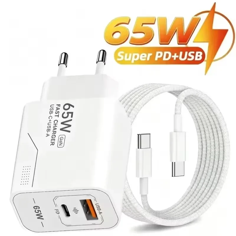 65W GaN USB C Fast Charger PD 3.0 QC3.0 Wall Charger Power Adapter EU US Plug for iPhone Samsung Xiaomi Huawei Oneplus Charger