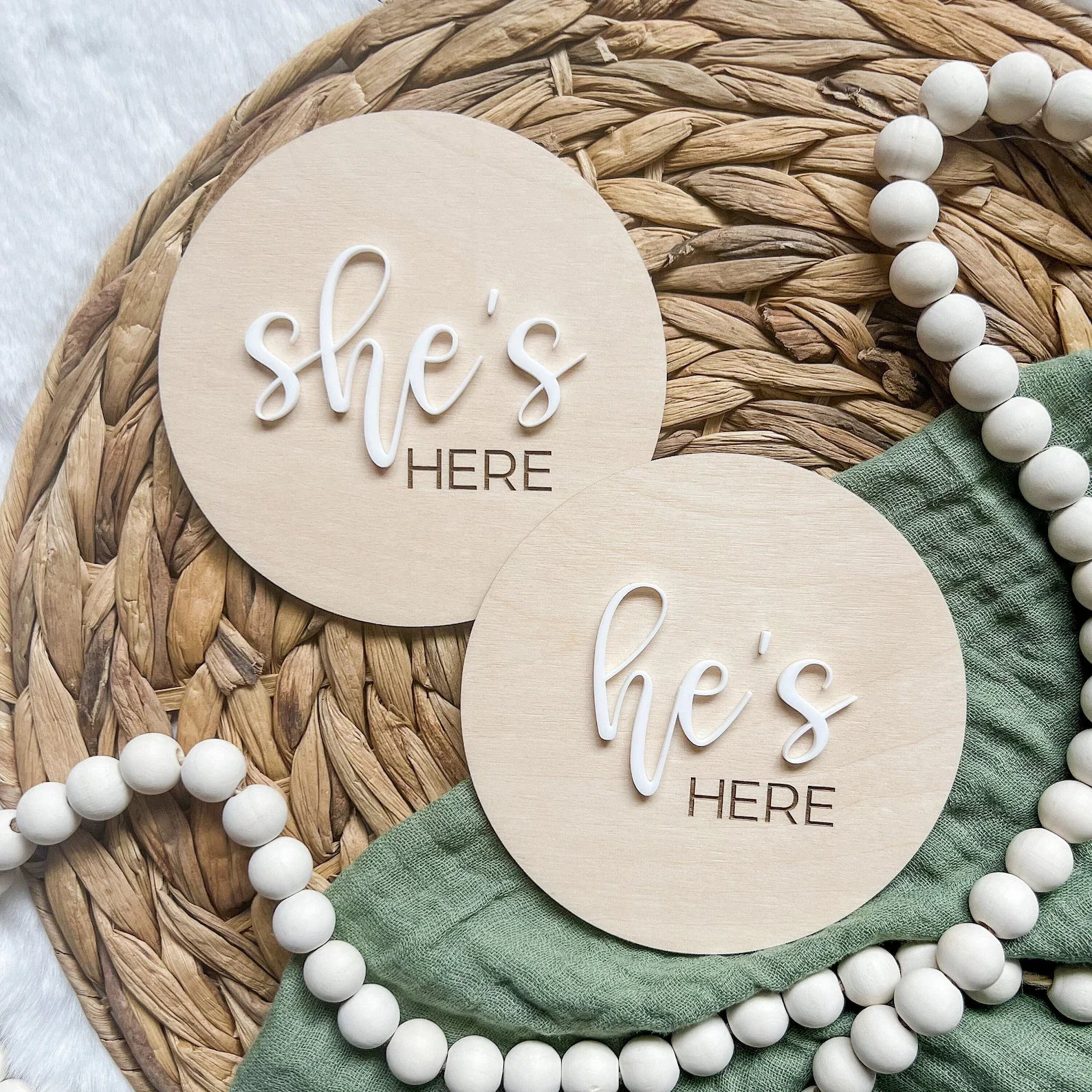 She's Here Wooden Sign | He's Here Wooden Sign | Birth Announcement Sign | Personalized Gender Announcement Sign |Birth Sign