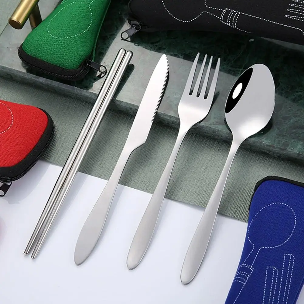 Picnic Set Tableware Washable with Zipper Travel Cutlery Kit Case Portable Pouch for Dinner Household Tool Travel Camping Spoon view 4
