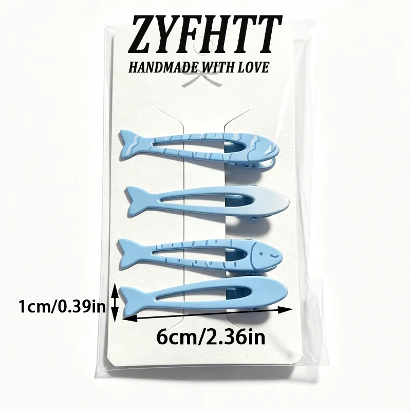 4/8 Stück ZYFHTT Blau-Gelbe Kleine Fisch-Haarspangen für Frauen Niedliche Seitenspangen Modische Mädchen-Haarnadeln Haaraccessoires – Detail 6