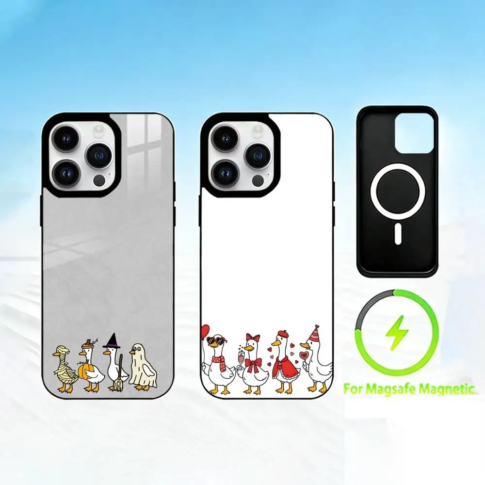 

Minimalist cartoon festival duck Phone Case For iPhone 17 16 15 14 13 12 Pro Max Plus for Mirror Wireless Magnetic Cover