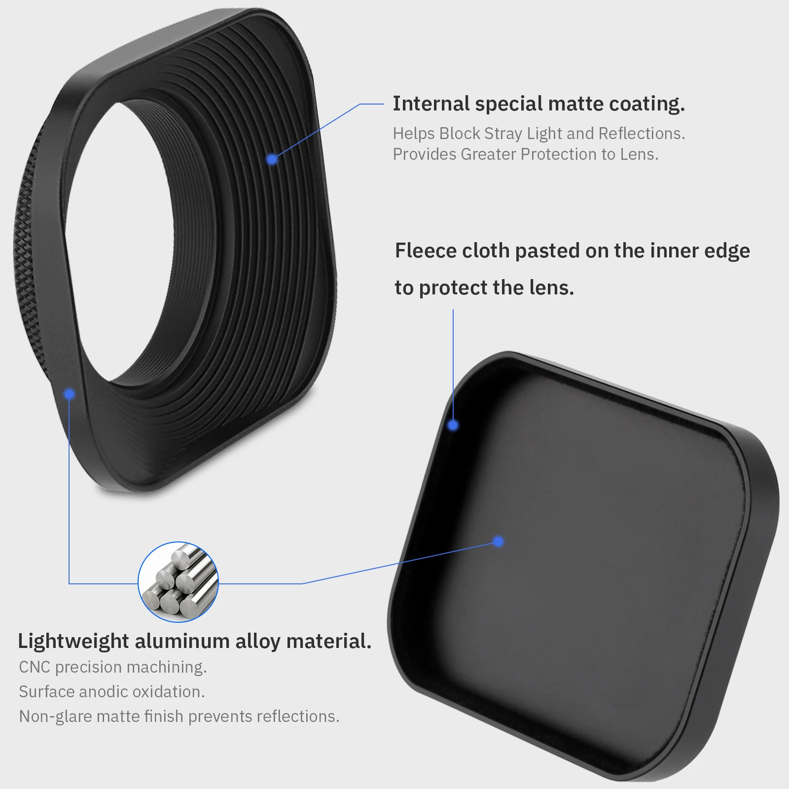 Haoge-parasol de Metal de 43mm para cámara de telémetro, lente de rosca de filtro E43 de 43mm, diseño hueco + tapa, color negro