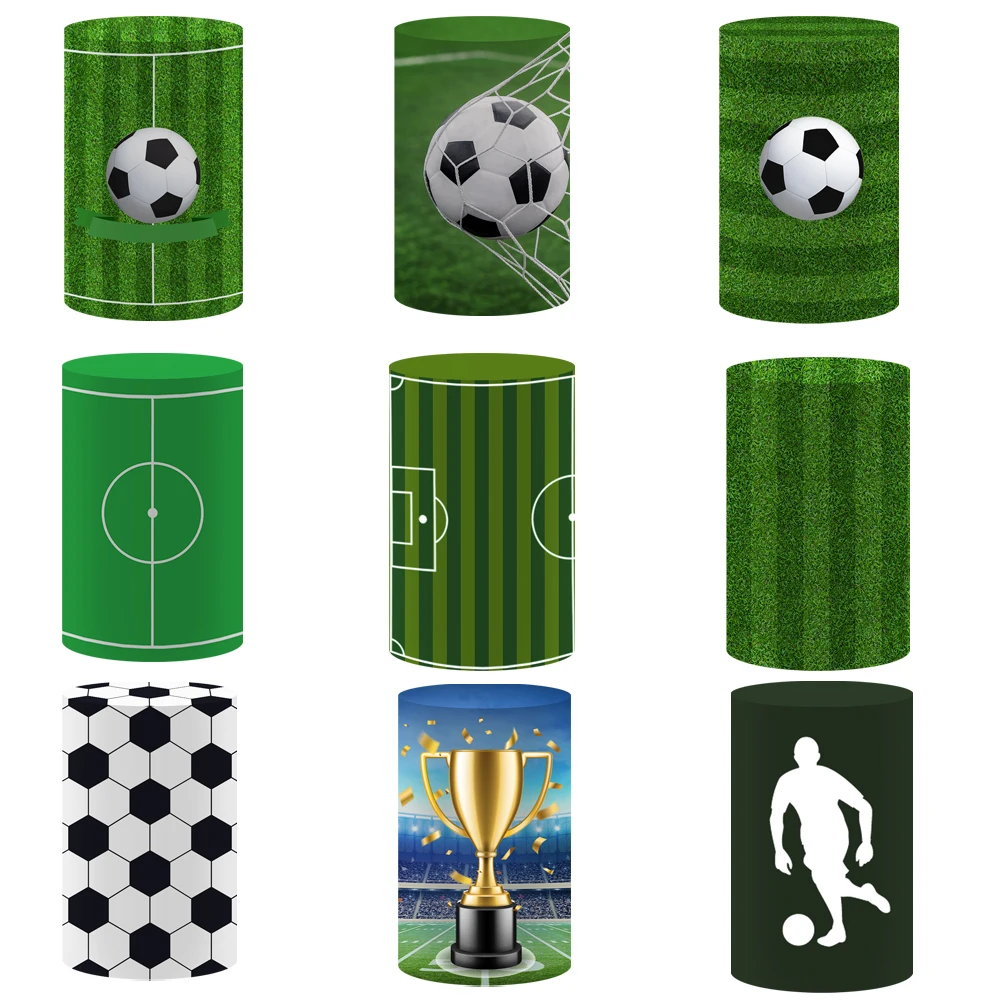 Football Field Cylinder Covers Birthday Party Decoration Super Bowl Pedestal Cover Baby Shower Desserts Tablecloth Decor Props