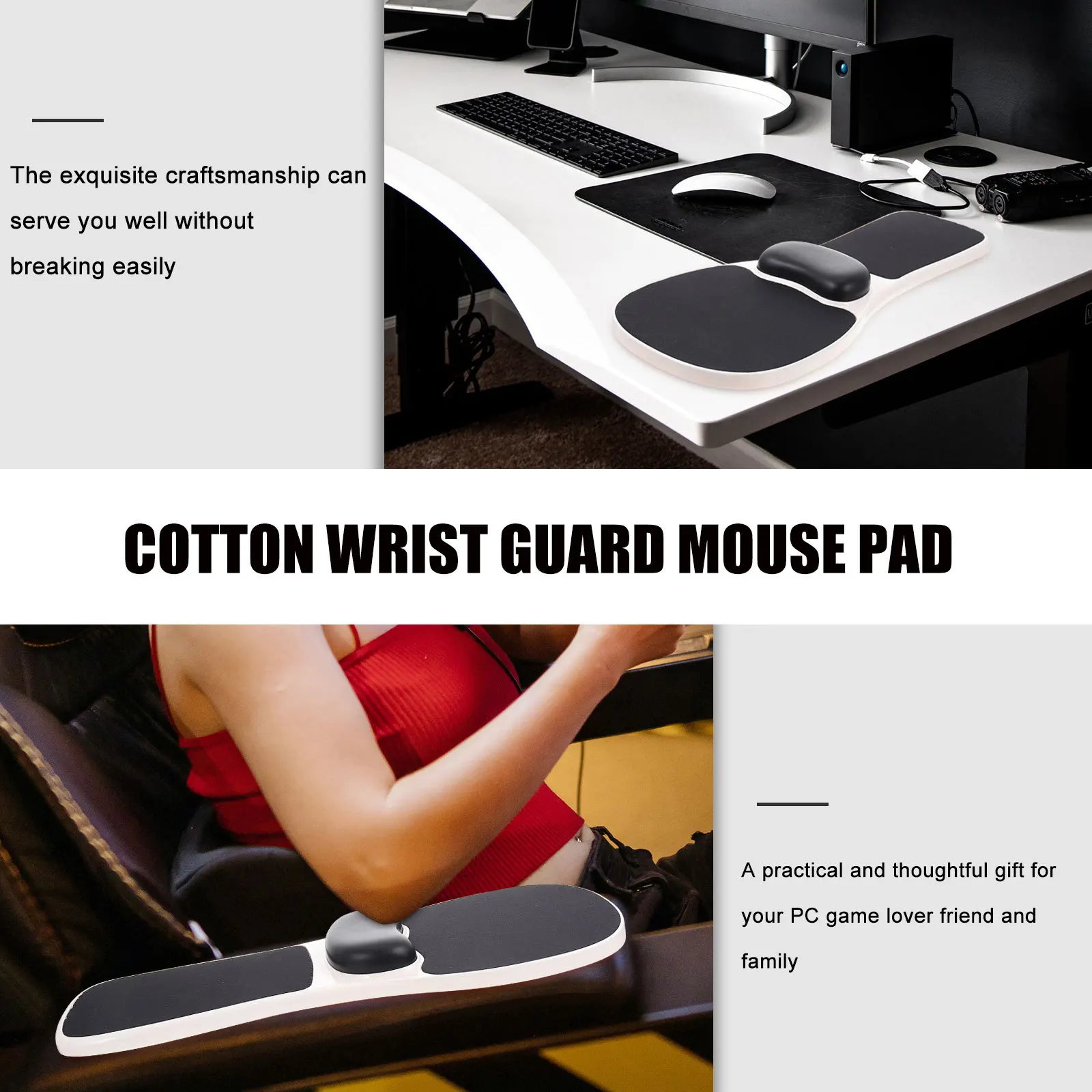 1pc Memory Foam Wrist Pad Black Ergonomic Computer Hand Bracket Arm Support Frame Desk Elbow Support Foldable Desktop