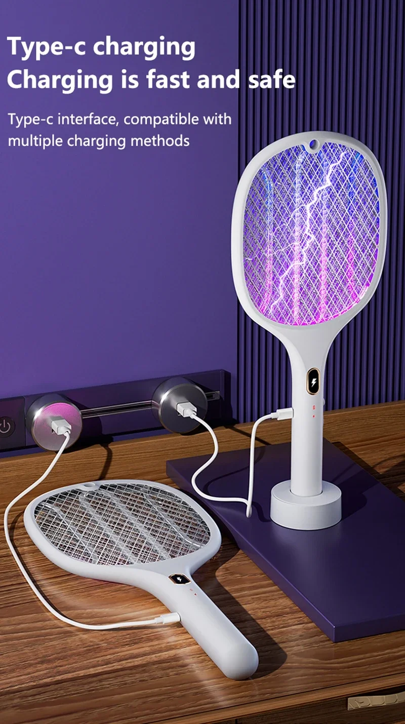 3-in-1 Multifunktions-Insektenfänger-Schläger, USB-aufladbar, Mückenvernichter, sicherer elektrischer Mückenfänger, Schädlingsbekämpfungszubehör – Detail 10