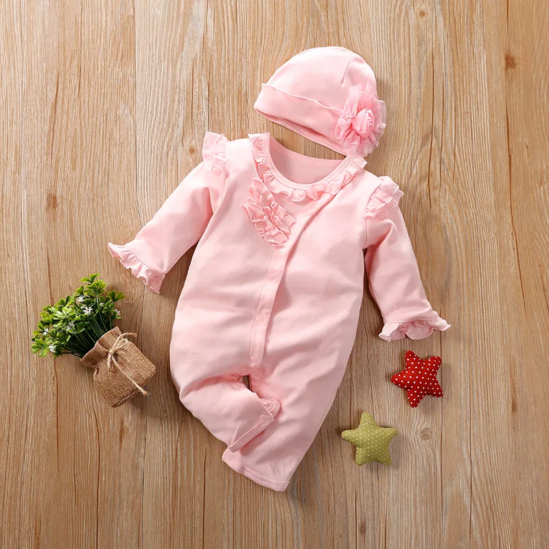 Spring And Autumn Boys And Girls\' Cute Flower Cotton Comfortable Long Sleeve Infant Bodysuit