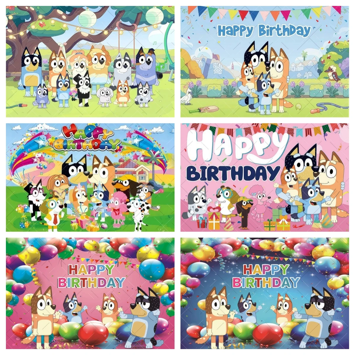 Décor de fête d'anniversaire Bluey pour filles et garçons, décoration de baby shower préférée, affiche, bannière, toile de fond, accessoires de photographie