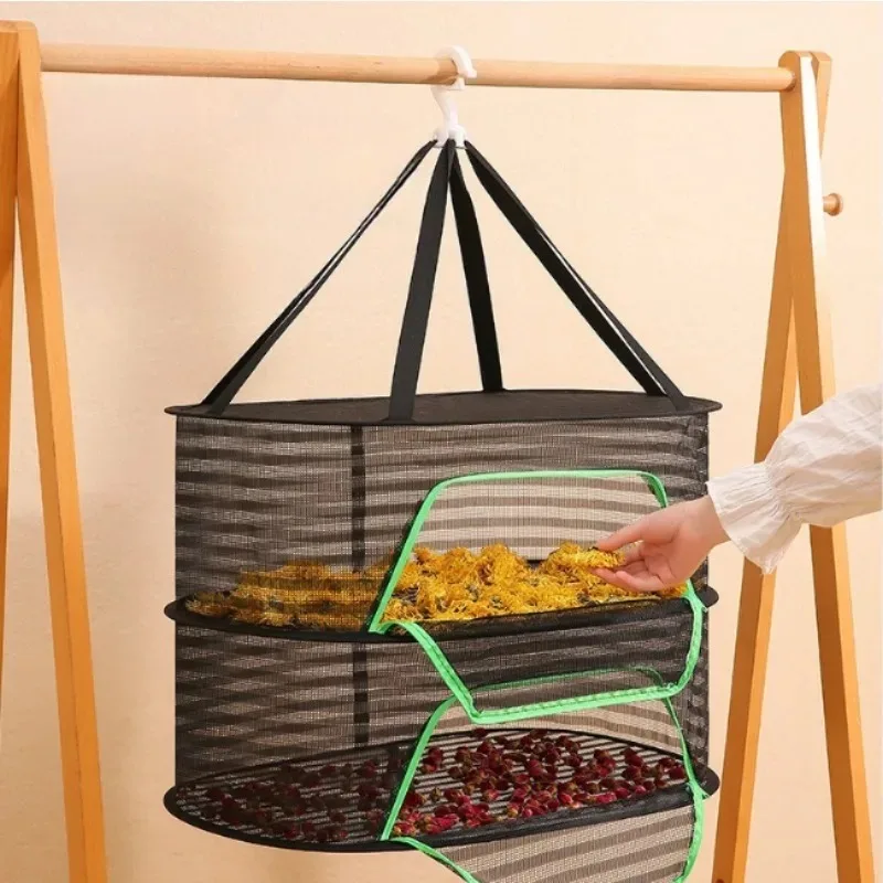 Rede seca para peixes secos, gaiola à prova de mosca, rede de secagem de alimentos, rede de secagem de vegetais, dobrável, varanda, cesta de secagem de roupas, secador para ervas