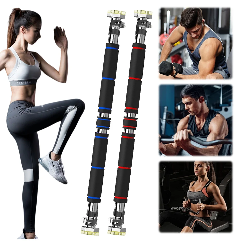 Doorway Pull Up Bar Upper Body Fitness Workout Bar Fits 25.3-33.1in Door Frames Horizontal Bar Adjustable Length for Home Gym