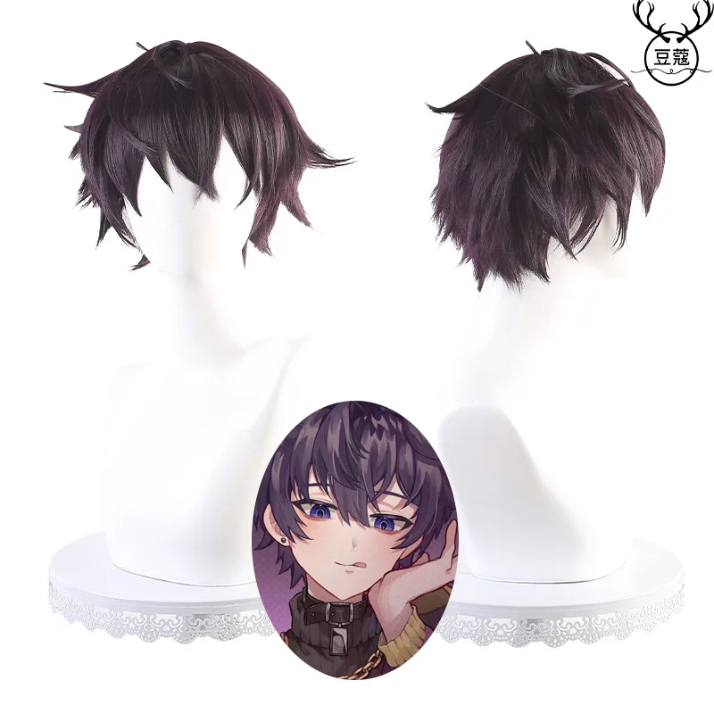 

Перука Shoto Cos Virtual Idol Streamer VTube в индивидуальном стиле с откидными концами Shxtou Темно-фиолетовые короткие волосы
