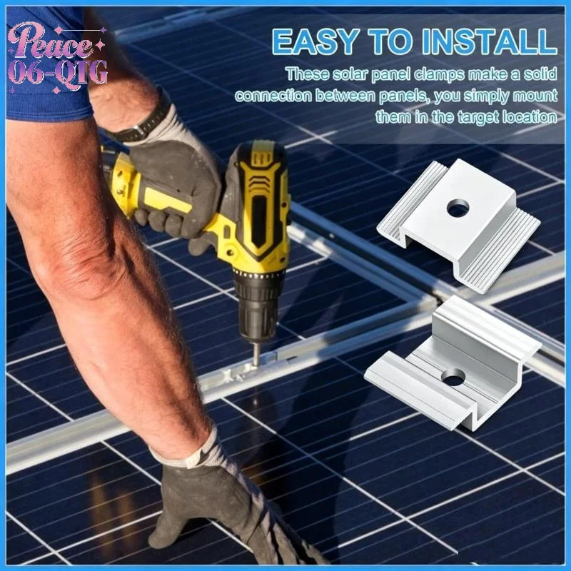 New 1/12pcs Solar Panel Mid Clamps,Solar Panel Bracket Aluminium Mounting Accessories Solar Mid Clamp for Solar Panel Mounting