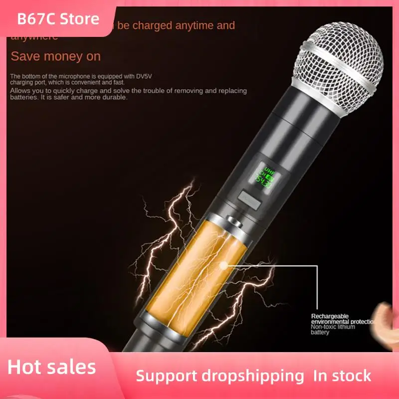 

B67C 3X беспроводной микрофон профессиональный UHF запись караоке портативный 1-канальный литиевый аккумулятор