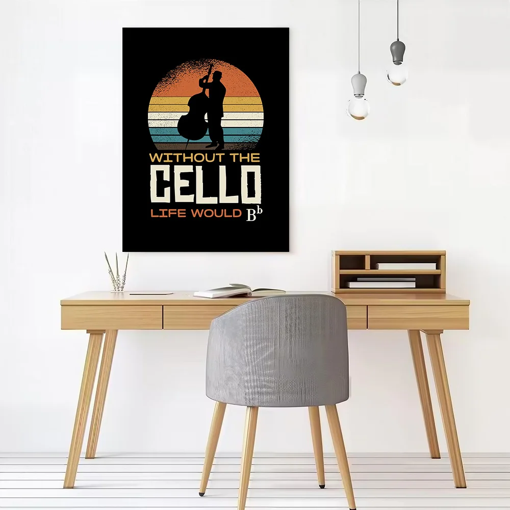 Cello Music Quote Poster Customizable Printed Canvas Painting for Pictures Wall Art Specialty and Themed Home Decor Wand Deko