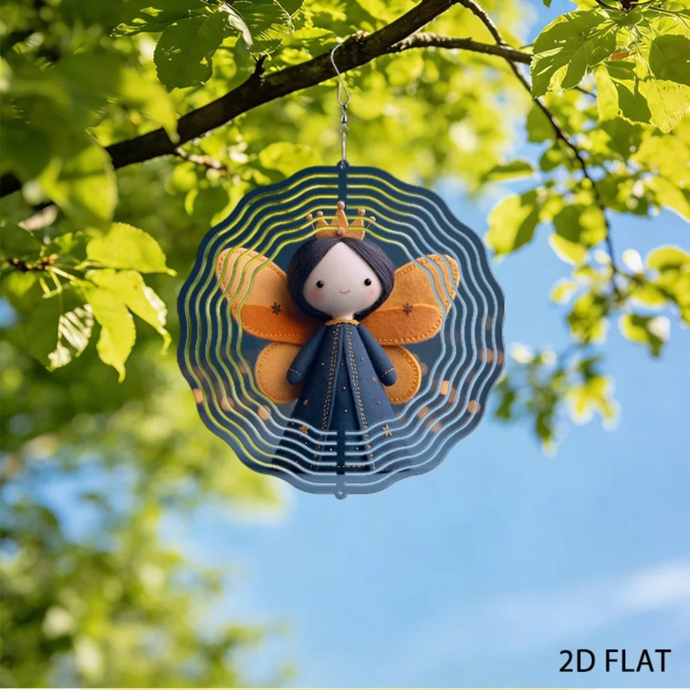 

Festive Felt Elf Wind Chime, Iron Garden Ornament, Starry Sky Dress, Gradient Wings, Outdoor Hanging Decor