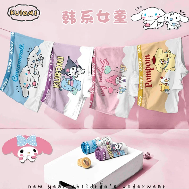 Cinnamoroll Kuromi My melody Pompom Purin Boxer Briefs Children Big Kids Girls Baby Underwear Cute Kawaii Underwear