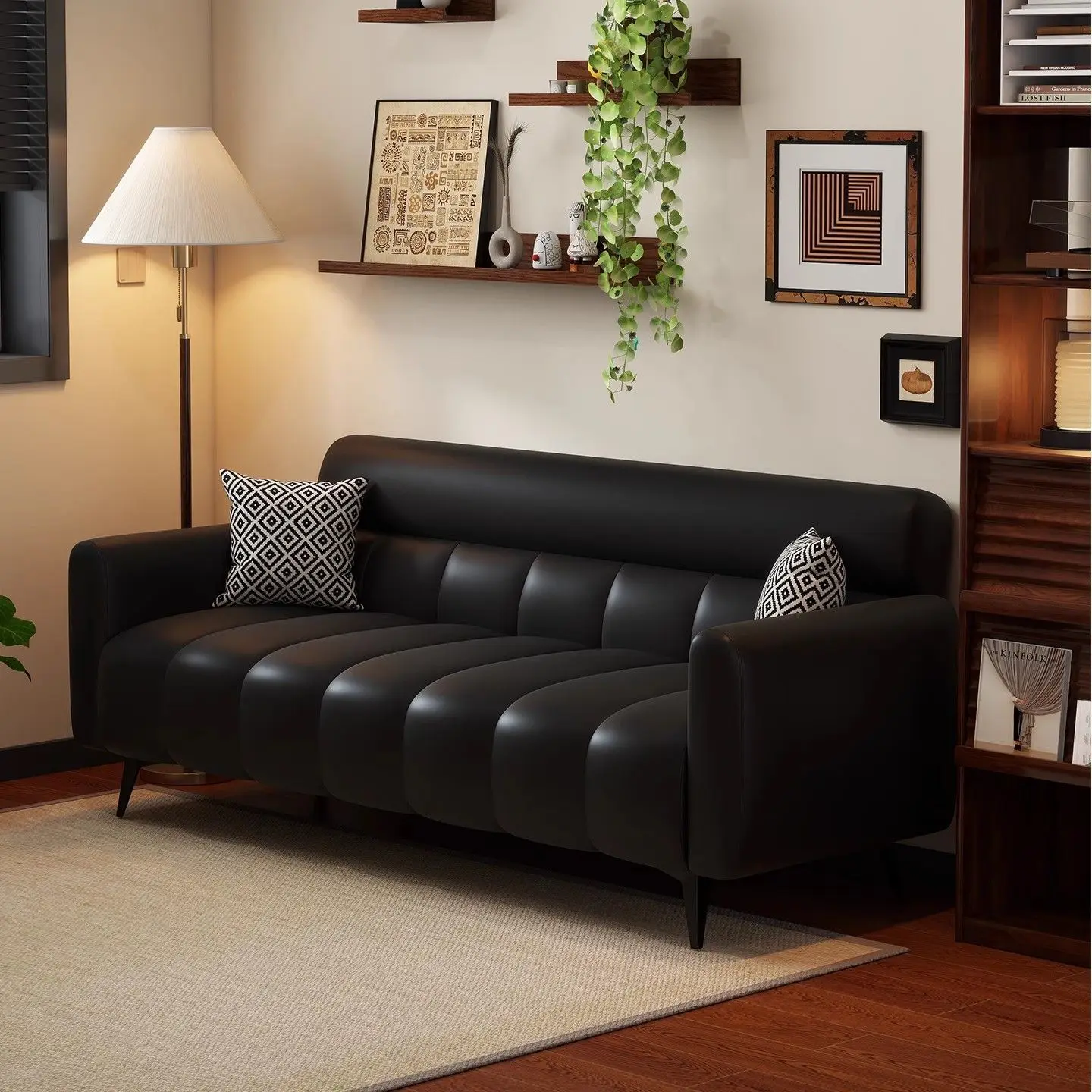 #New Modern Simple Multi Functional Foldable Dual Use Cat Scratch Resistant Leather Sofa Bed Chaise Lounge for  Living Room