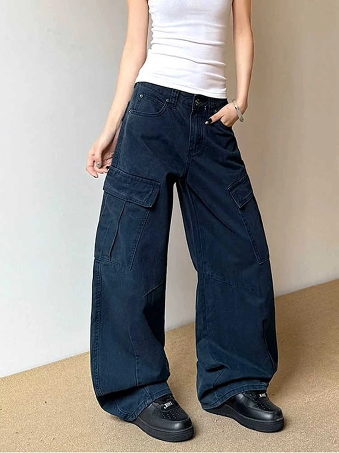 

Женские брюки-парашюты, мешковатые брюки-карго, Harajuku, большие спортивные штаны-бойфренды, японский стиль 2000-х, Y2k, винтажные брюки в стиле эмо