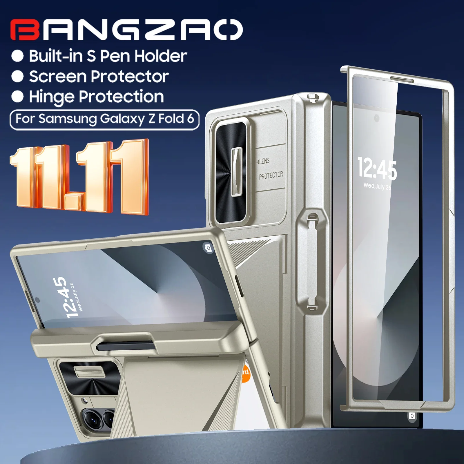 

Global Carnival Festival,for Galaxy Z Fold 6,RFID Wallet with Cards Holder,S Pen Holder,Camera Cover Protective Case-Titanium