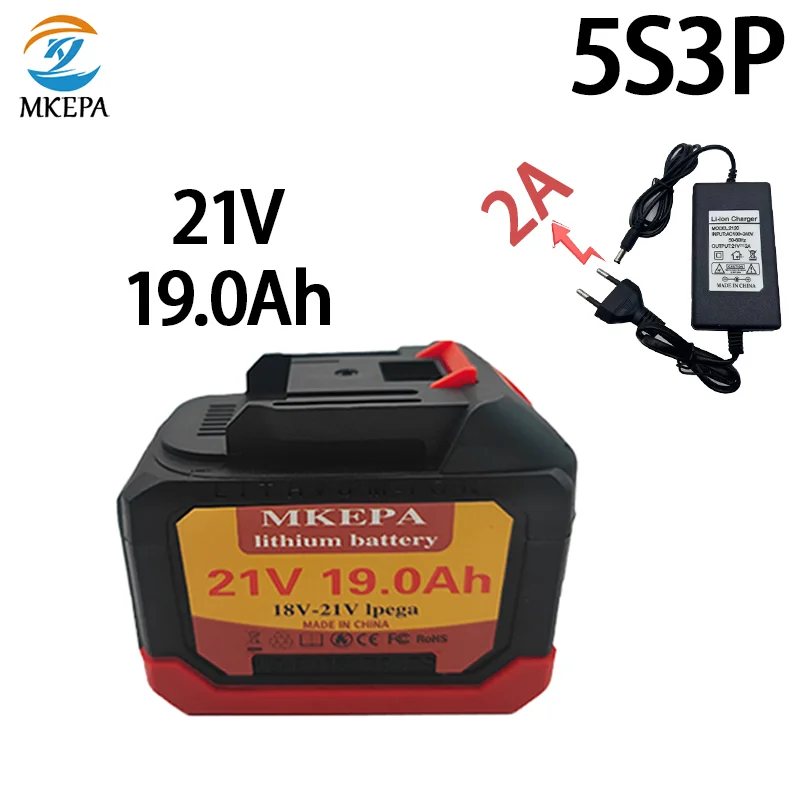 New Original 19.0Ah 5S3P 21V Rechargeable Lithium-Ion Battery for Makita 18V 20V Cordless Dirll/Brushless Wrench/Screwdriver