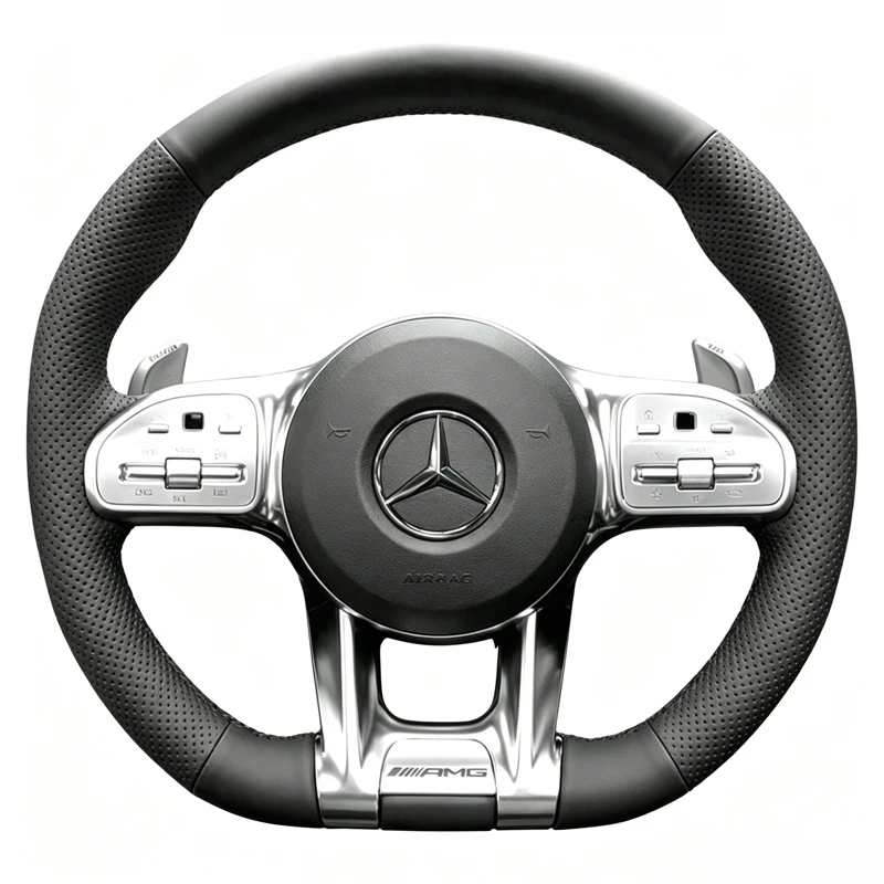 DIY Custom Leather Car Steering Wheel Cover for Mercedes Benz A45 E63 AMG GT C190 R190 W177 W205 W213 X253 Steering Wheel Wrap