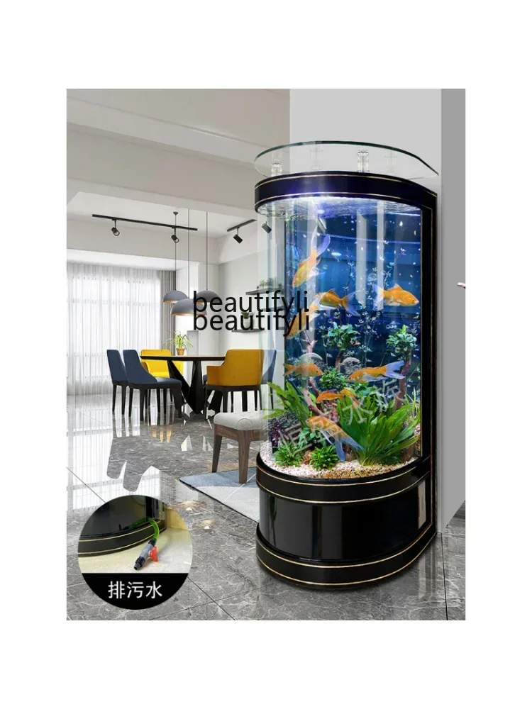 Fish Tank Living Room Small 2023 New TV Cabinet Side Integrated Medium and Large Glass Semi-Cylindrical Aquarium fish tank