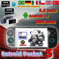 Retroid Pocket 5 Retro Handheld Game Console Video Game Consoles RP5 SD865 8+128G Android13 5.5 Inch OLED HD Screen 512G PSP PS2