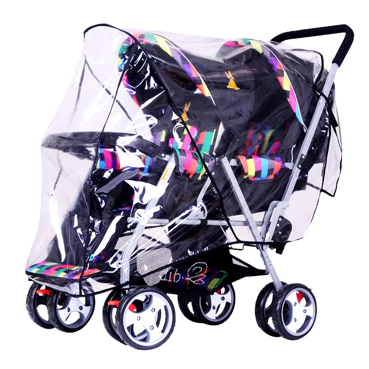 stroller twin stroller rain cover double front and rear seat baby 2 cart windproof cover w