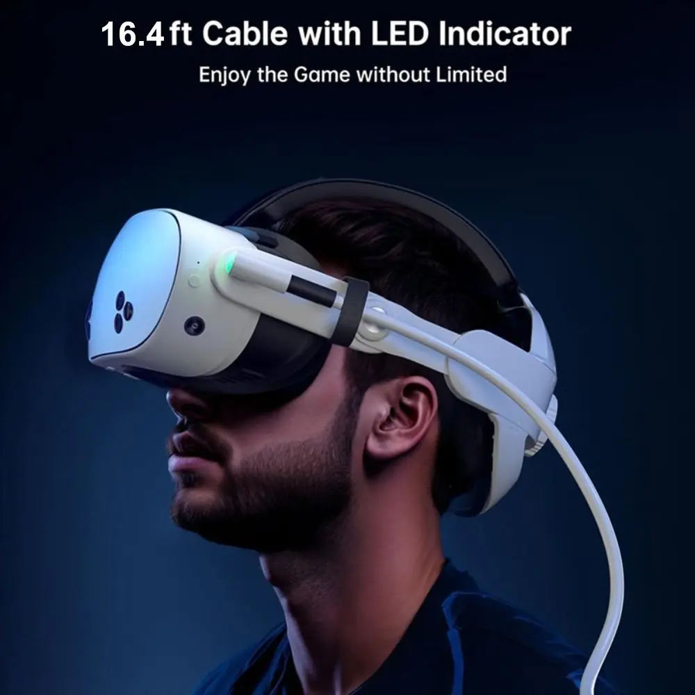 كابل USB3.2 Gen1 5M VR Link من النوع a إلى C 5Gbps كابل نقل البيانات شحن أثناء اللعب لـ Meta Quest 3/3S/Pico 4 Ultra