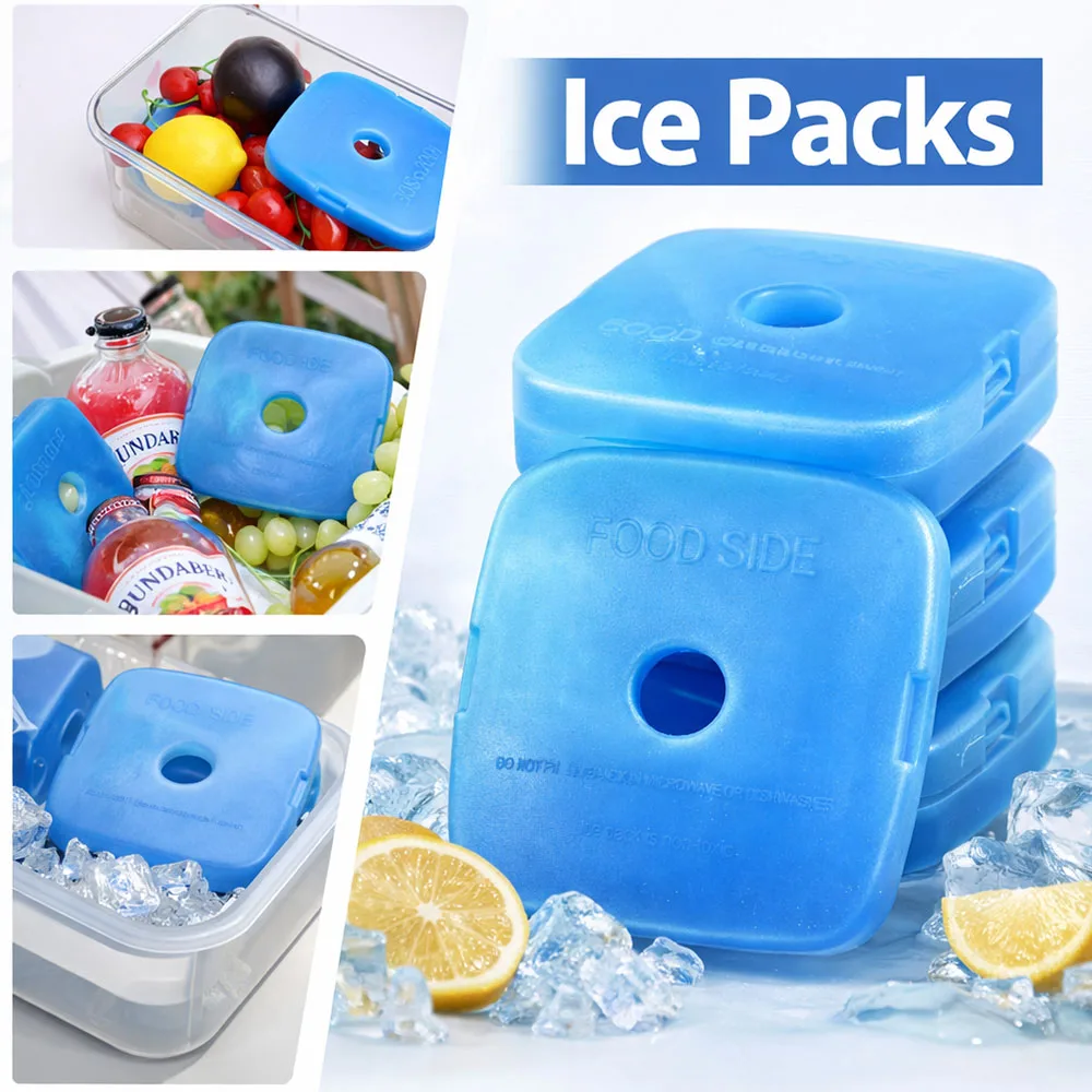

4PCS Quick Frozen Ice Packs Long Lasting Slim Design Leakproof Freezer Packs For Lunch Boxes Bags Coolers Picnic Camping Travel