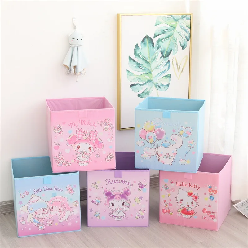 

Anime Sanrios Cinnamoroll Kuromi Hello Kitty My Melody Cute Clothes Organizer Cartoon Toy Clutter Box Birthday Gift for Friend