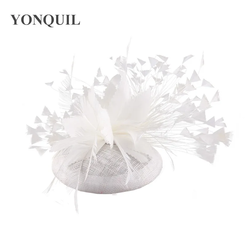 Sombreros de plumas de moda para mujer, tocado de Sinamay con Clips, accesorio elegante para el cabello, fiesta, carrera de té