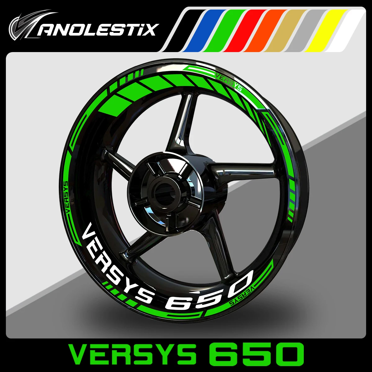 AnoleStix stiker velg roda sepeda motor, stiker Decal Hub roda sepeda motor reflektif untuk Kawasaki Versys 650 LT 2023 2022 2021 2020