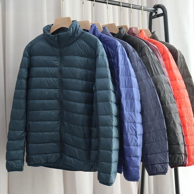 

New Men's down Cotton Jaet Thin Winter Lightweight Stand Collar Casual ort Warm Large Size Outerwear Dad Coat