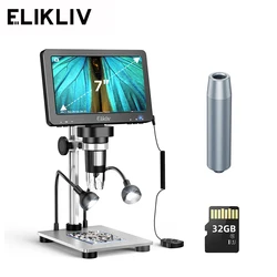 Elikliv-edm9 7 ์ธ์น 50X-1200X ๋์งํธ ํ๋ฏธ๊ฒฝ, ์กฐ์ ์ HD LCD ๋น๋์ค ํ๋ฏธ๊ฒฝ ์นด๋ฉ๋ผ PCB ์ ์ ๋ฉ๋ ๋๊ตฌ