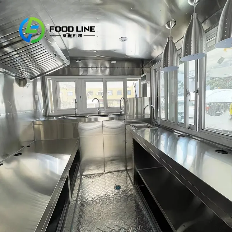 Fryer-Grill Mobile Food Truck - French Fries Hotdog Coffee Waffle Equipped Street Kitchen Catering Trailer Customized