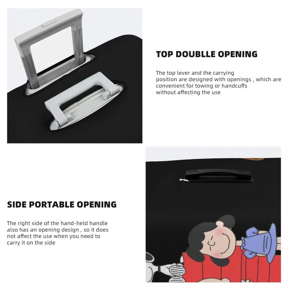 مخصص لطيف سنوبي غطاء الأمتعة حامي مضحك الكرتون حقيبة السفر يغطي لمدة 18-32 بوصة #4