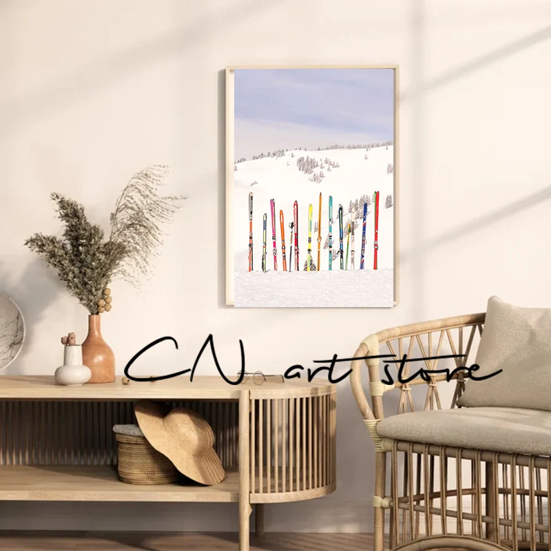 Vintage Ski Lift Skiing Winter Italy Snow Mountain Landscape Ski Club Art Poster Canvas Painting Wall Prints Picture Home Decor