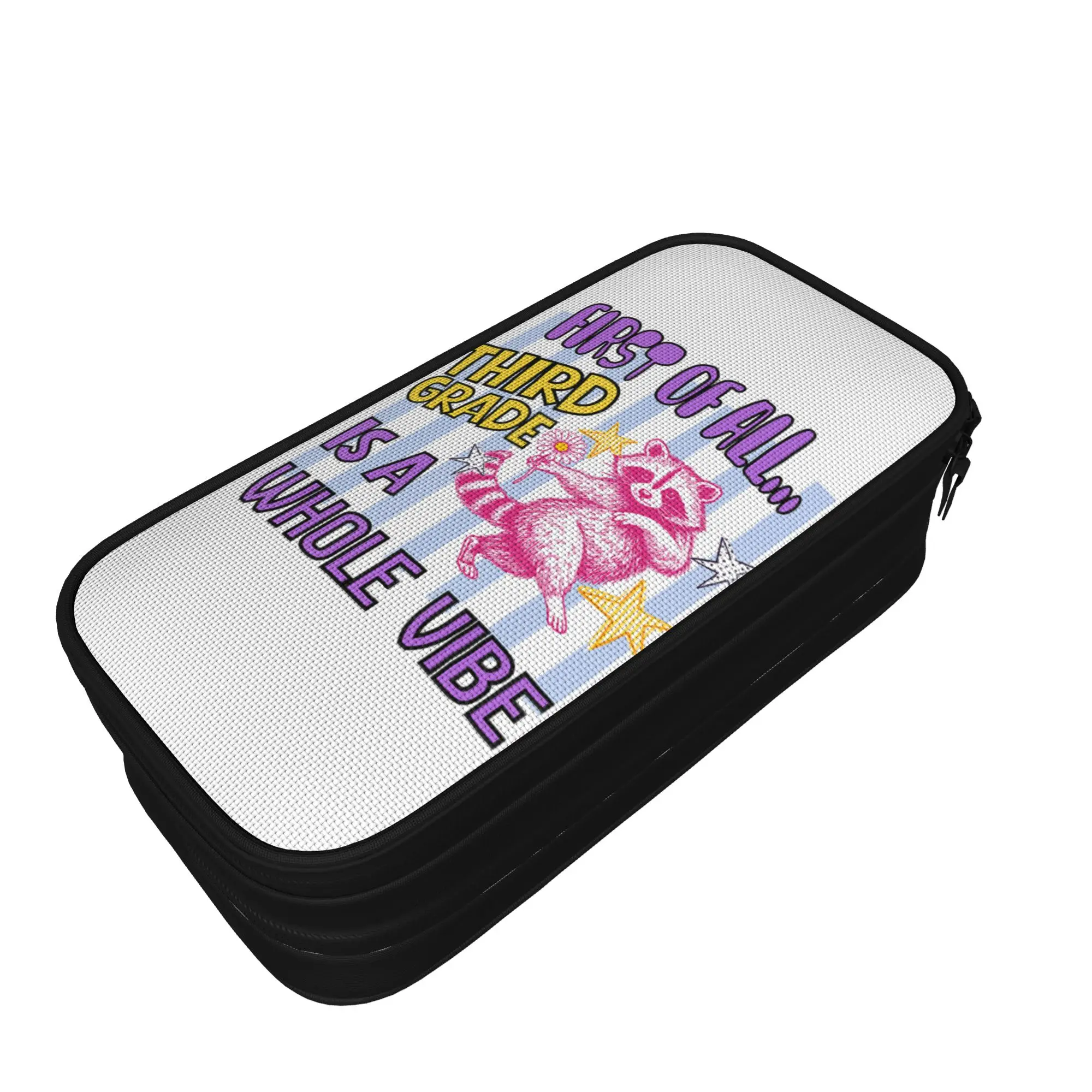 First of All Third Grade is A Whole Vibe Raccoon Teacher Pencil Case Pencil Pouch for Student Bag Office Cosmetic Stationery