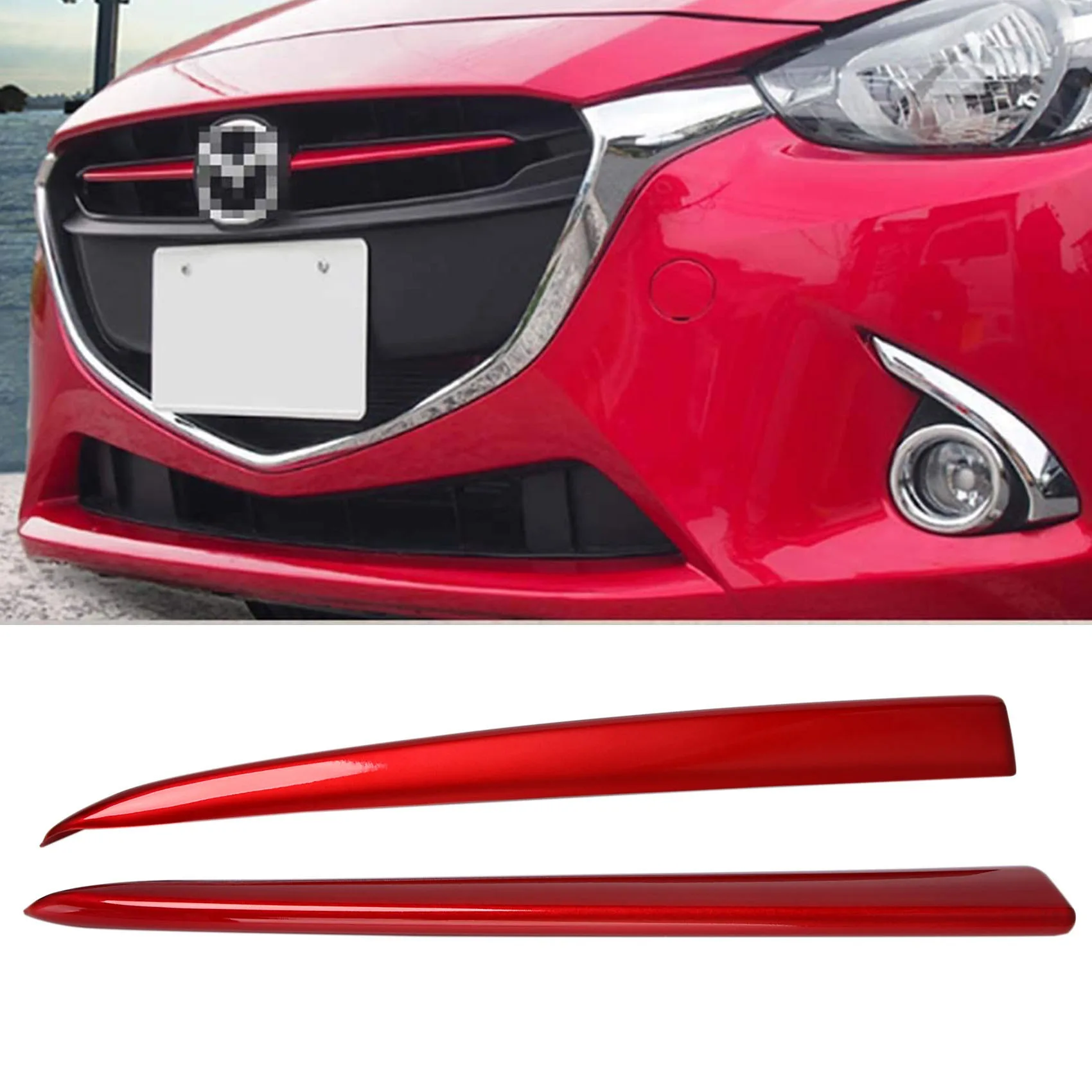 Imagem -03 - Carro Frente Grille Trim Moldagem para Mazda Demio 20232023 dj dl Mazda2 Hatchback Sedan Styling Vermelho