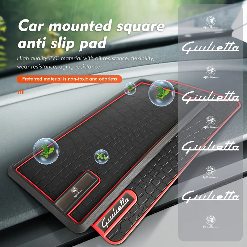 Logo dell'auto Tappetino antiscivolo PVC Cruscotto Telefono Tappetino antiscivolo Tappetino di stoccaggio per Alfa Romeo Giulietta 940 2010-2014 2015 2016 2017 2019