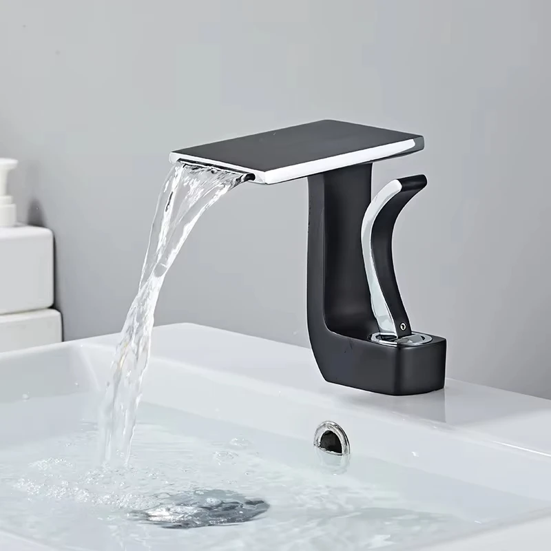 Waterfall Bathroom Faucets Hot and Cold Water Sink Taps Black Faucet Bathroom Toilet Brass White Black Gold Sink Faucet Torneira