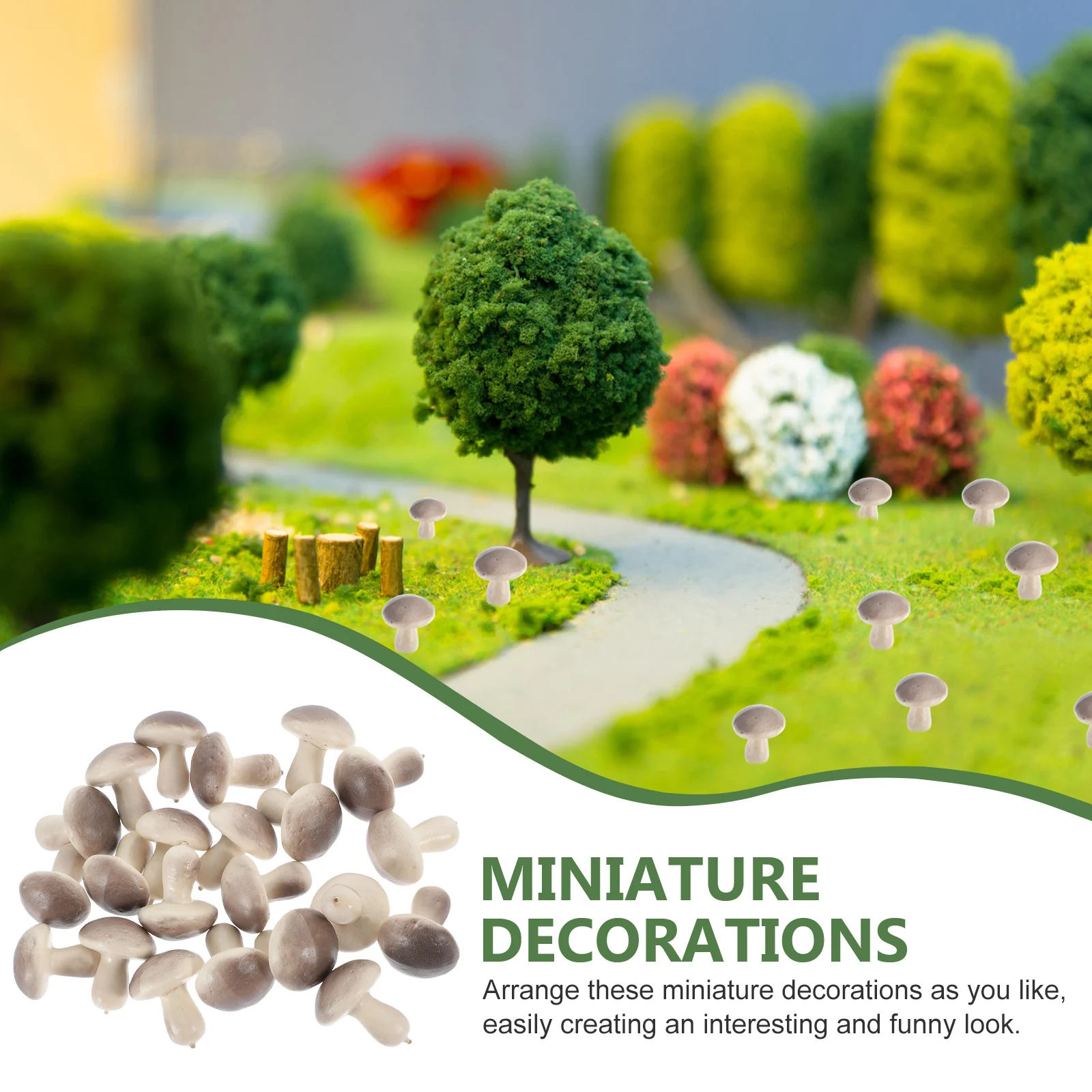 

100 Pcs Mini Mushroom Statue Grey Small Decorations Figurine Realistic DIY Micro L Garden Decor Plant nament Foam Figure