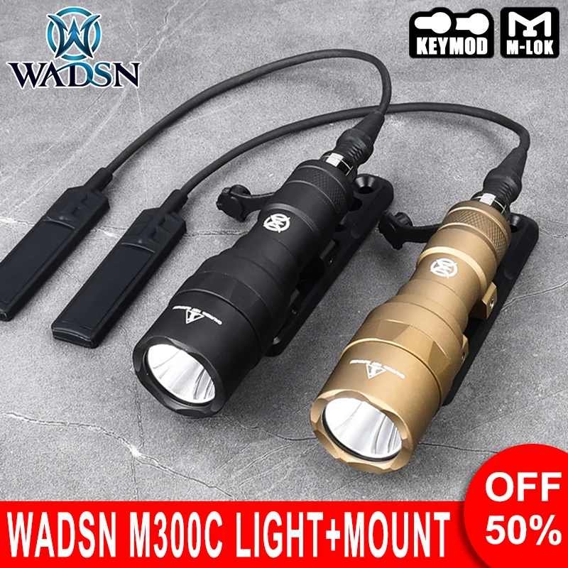 Wadsn Lanterna + Base Set 510 Lumens M300C Tático Caça Scout Lâmpada Surfire M300c Montagem Ajuste Mlok Keymod Metal Montagem