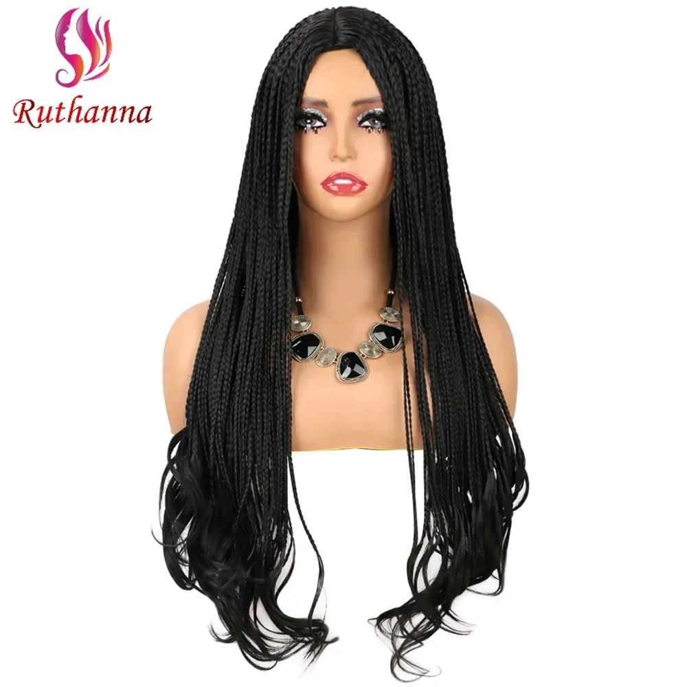 Box Braided Wig Synthetic Crochet Hair Long Dirty Braids Wig For Black Women 3x Twist Braided Heat Resistant Fiber Wig Daily Use